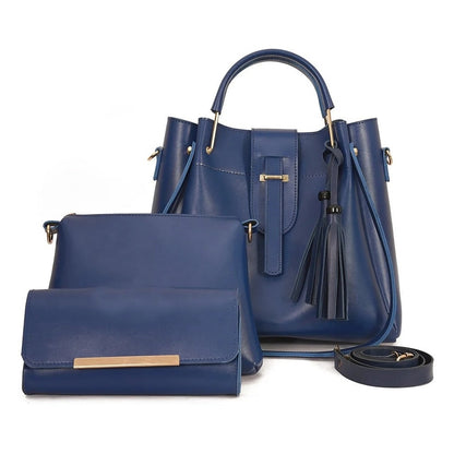 ZEMP| 3 Pcs Ladies Handbags New Luxury 3 IN 1 Ladies Leather Handbags Set