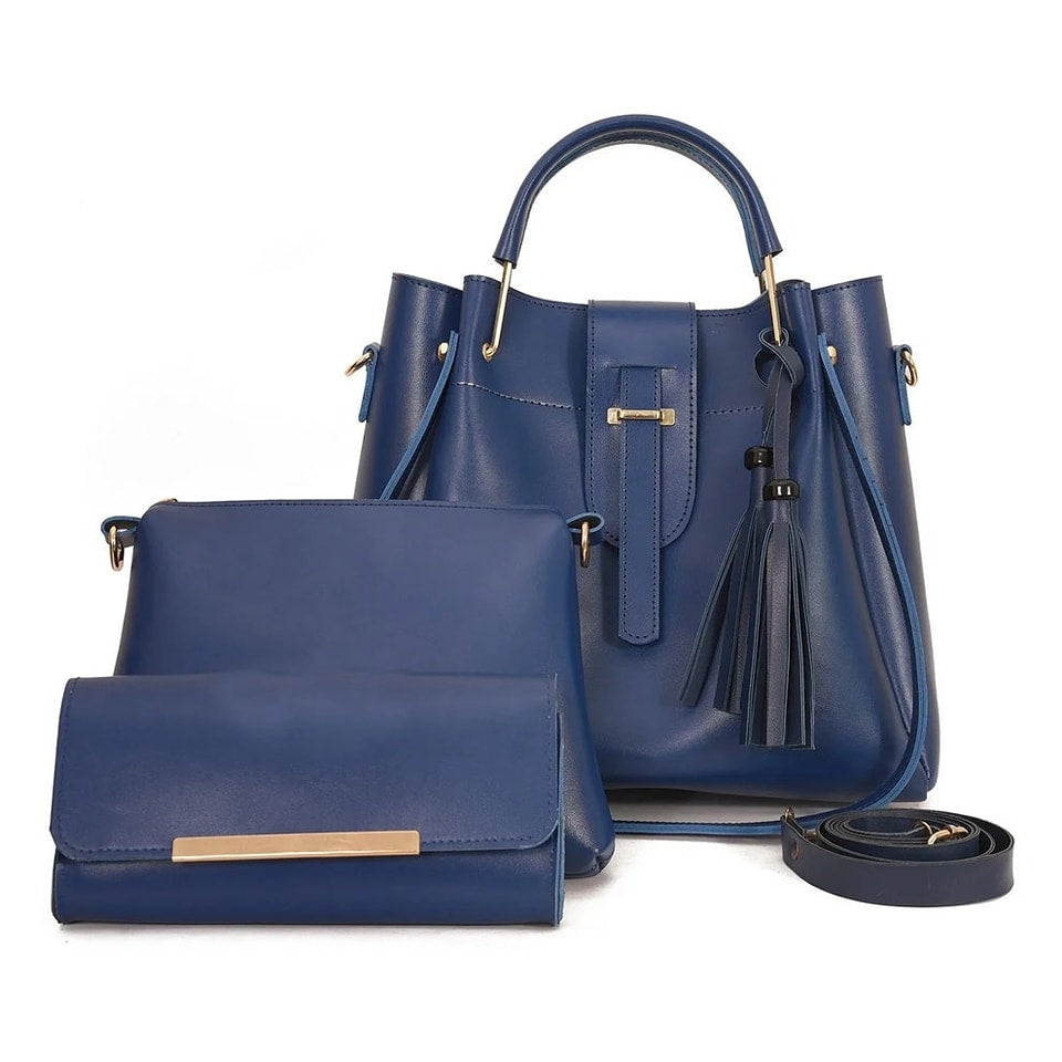 ZEMP| 3 Pcs Ladies Handbags New Luxury 3 IN 1 Ladies Leather Handbags Set