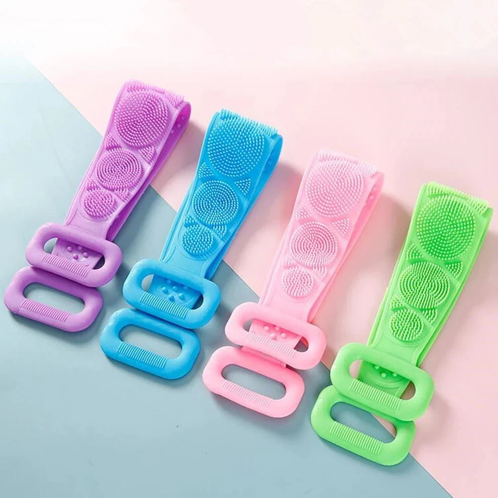 Silicone Body Scrubber Belt – Dual-Sided Bath & Massage Brush (Random Color)