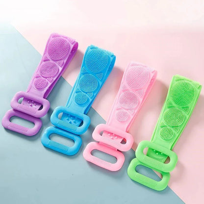 Silicone Body Scrubber Belt – Dual-Sided Bath & Massage Brush (Random Color)