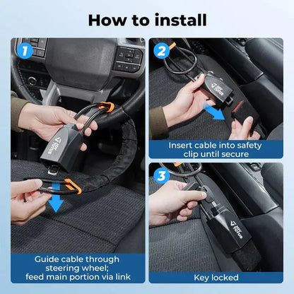 Universal Car Seat Belt Steering Wheel Steel Wire Lock