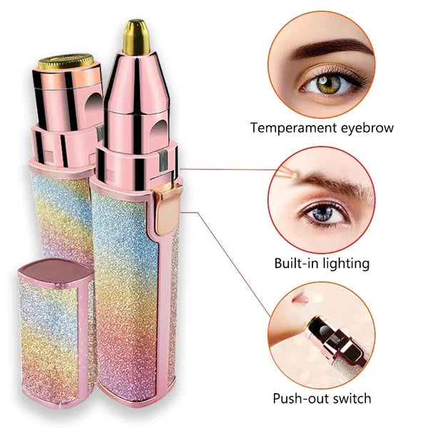 2 In 1 Rechargeable Electric Eyebrow Trimmer + Body Facial Hair Cleaner