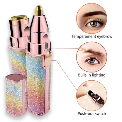 2 In 1 Rechargeable Electric Eyebrow Trimmer + Body Facial Hair Cleaner