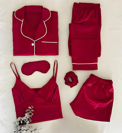6 in 1 Silk Nighty Set