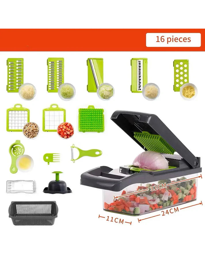 16-in-1 Multifunctional Vegetable Cutter – Chopper, Slicer & Grater