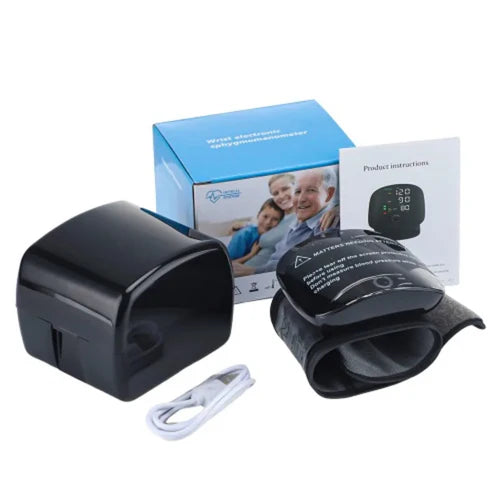 Rechargeable Wrist Blood Pressure Monitor – Digital BP Machine with Large LED Display & Voice Broadcast